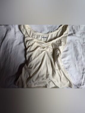 Old Navy Cream Ribbed Scoop Neck Tank - Women's Chemise Top